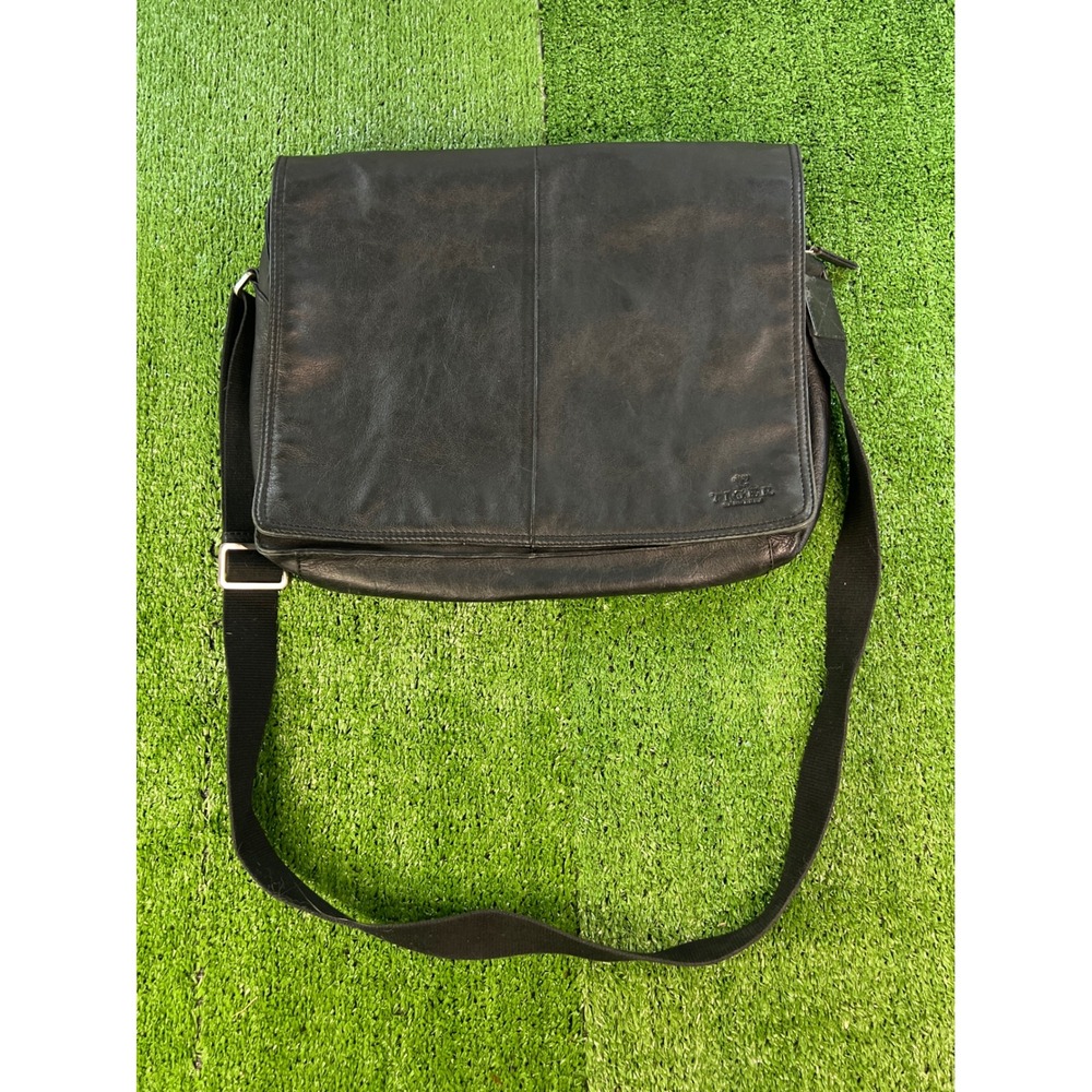 Tiger‎ of Sweden Black Leather Messenger Bag Shoulder Bag Work Travel